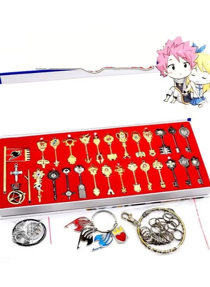 35-Piece Celestial Spirit Key Keychain Set - Miniature Zodiac Keys with Glittering Details, Perfect Birthday Gift and Collectible - Image 1