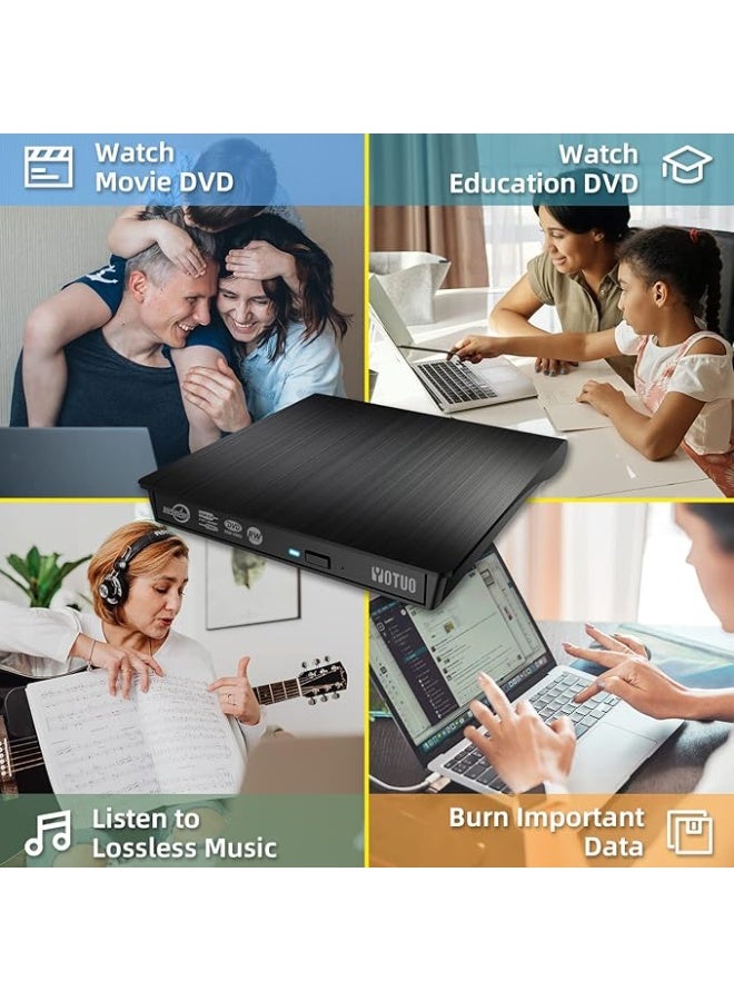 External DVD Drive – Portable USB 3.0 CD/DVD Burner & Rewriter for Laptop and Desktop – High-Speed, Lightweight & Easy to Use - Image 2