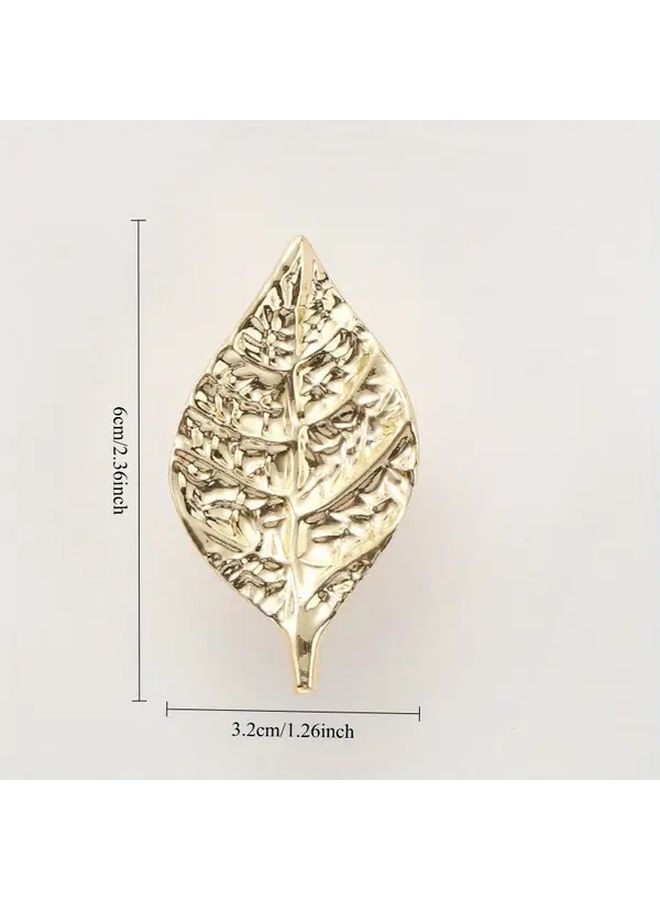 Nordic Style Elegant Leaf Metal Handles Brushed Finish Golden 4pcs Drawer Pulls - Image 3