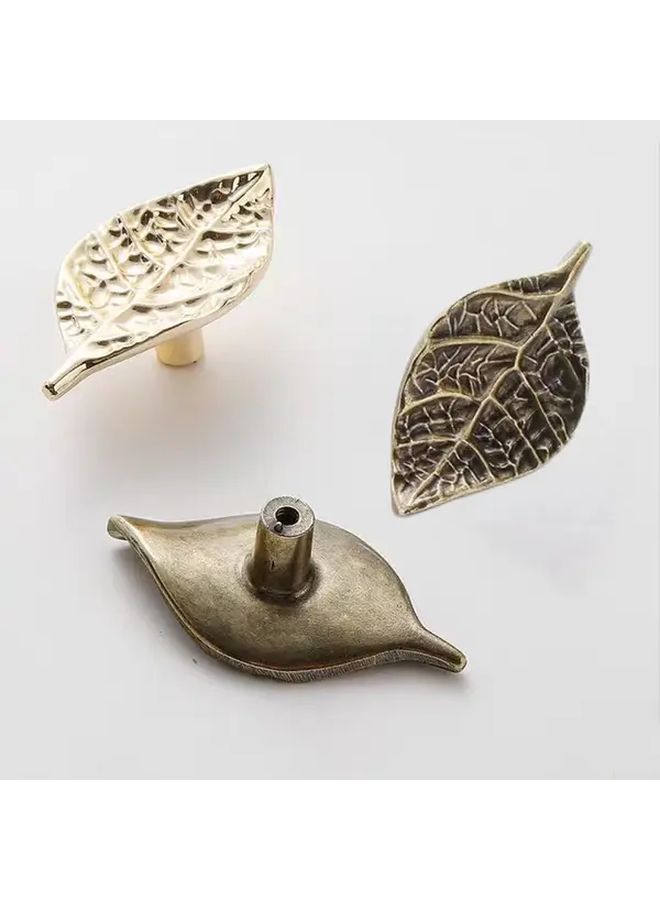 Nordic Style Elegant Leaf Metal Handles Brushed Finish Golden 4pcs Drawer Pulls - Image 5