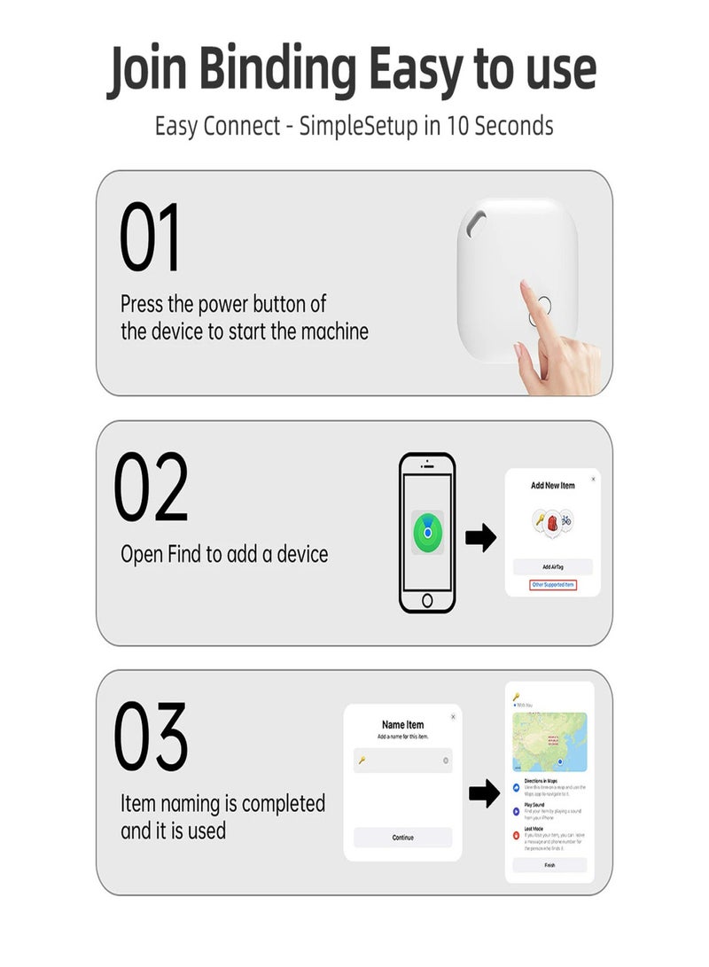 Find My world tag, Bluetooth Tracker, Keys Finder and Item Tracker Tags MFI Certification for Car Keys and Phones Bags and More Remote Control Finder Full Global Coverage Phone Finder iOS Compatible White - Image 2