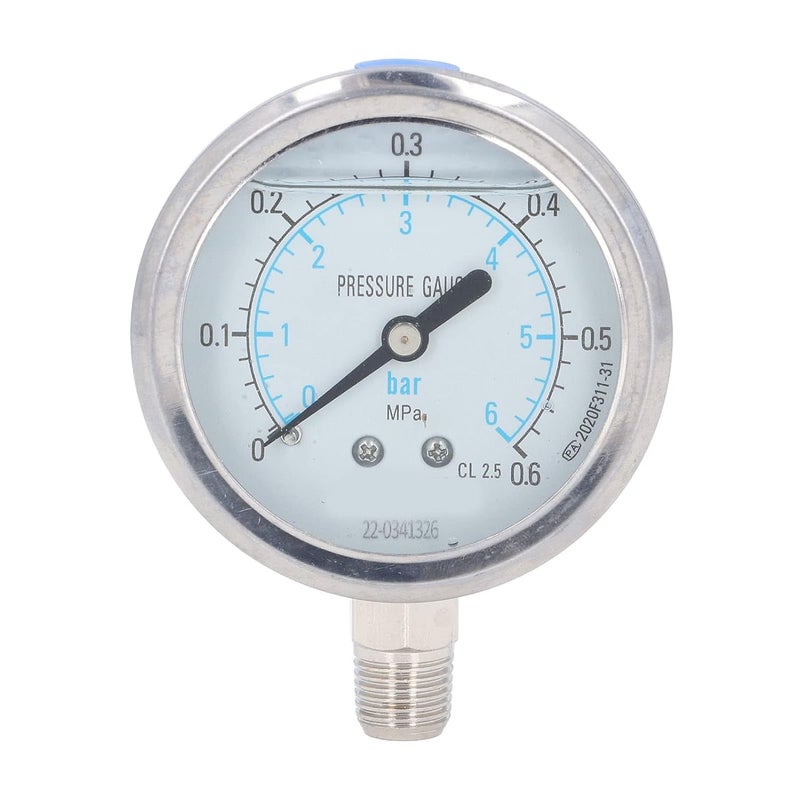 LiebeWH Pressure Transparent Dial Vacuum Oil Manometer with Stainless Steel Housing Water Pressure for (0 to 0.6Mpa) - Image 1