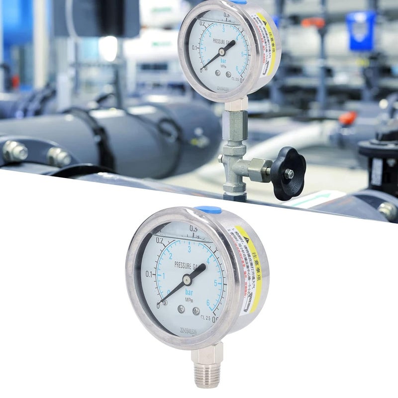 LiebeWH Pressure Transparent Dial Vacuum Oil Manometer with Stainless Steel Housing Water Pressure for (0 to 0.6Mpa) - Image 4