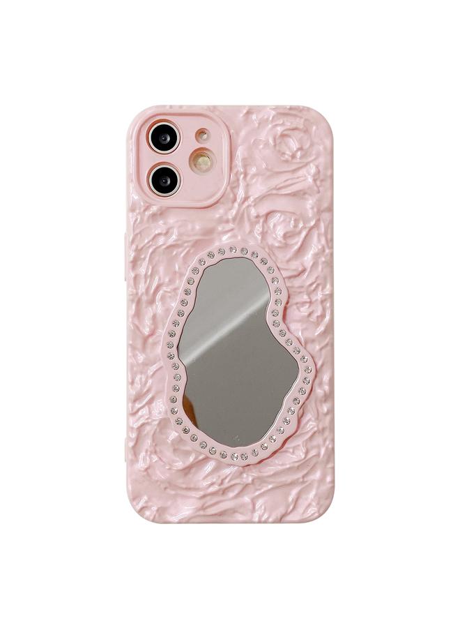 زبون جراب لهاتف iPhone 11 مصنوع من مادة TPU ذات ملمس وردي ومرايا - Image 1