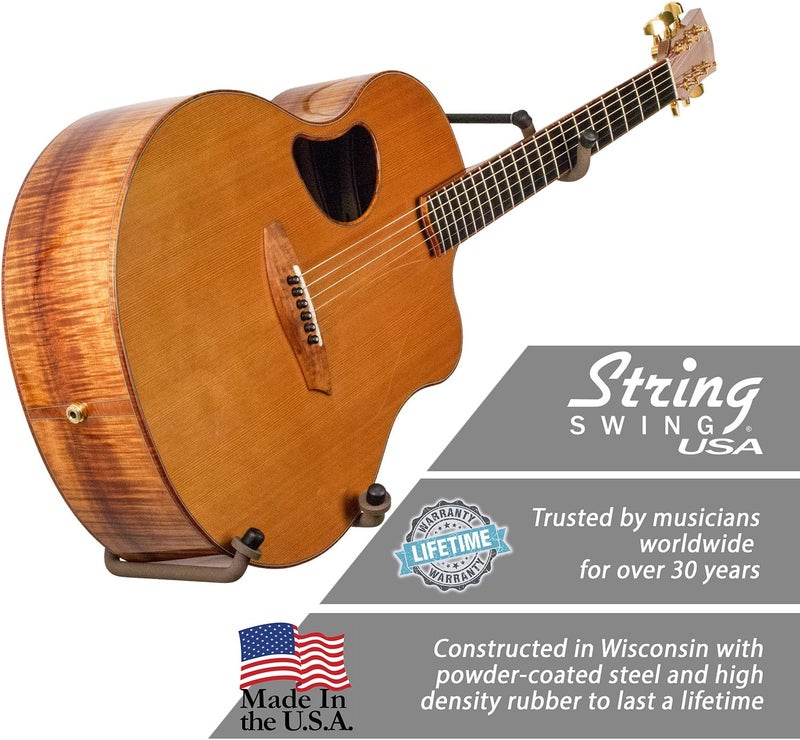 String Swing Guitar Holder Low-Profile Wide-Body for Horizontal Flat Wall Mount - 1 Piece Unit CC151-LPW-FW - Image 2