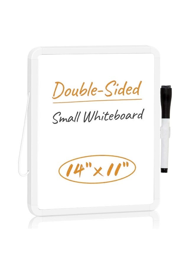 HASTHIP® White Board Dry Erase, Double-Sided Magnetic Dry Erase Board, with Black Dry Erase Marker and Magnets Easel Whiteboard, Hanging Whiteboard for Office, School, Home, Kitchen(14"x11") - Image 1