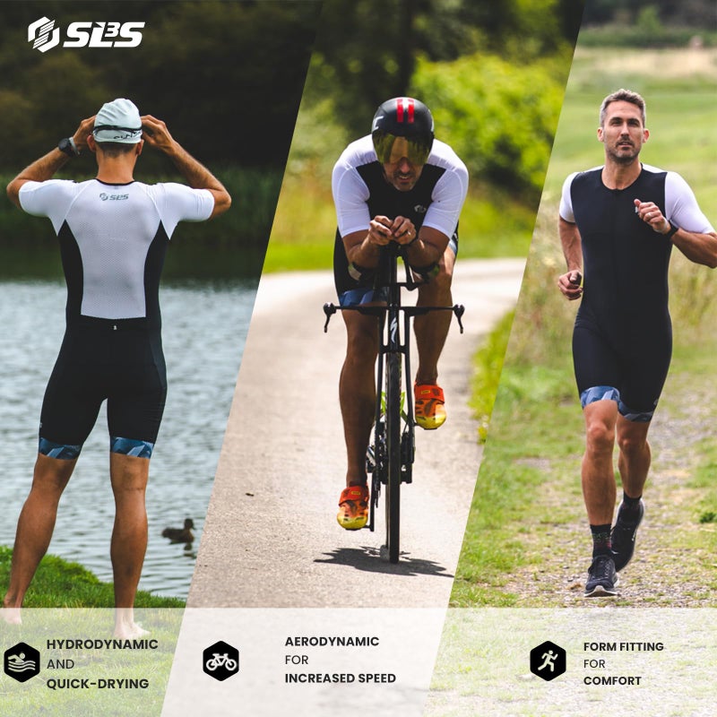 SLS3 Triathlon Suits Mens - Aerodynamic Sleeved Tri Suit Men â€“ Lightweight Trisuit with Premium FX Fabrics - 2 Pockets (Blue Edge, Small) - Image 3