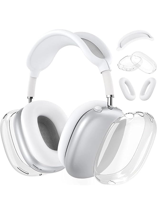 erorex - Case Compatible With Airpods Max Cover 3 In 1 Clear Soft Tpu Anti Scratch Ear Pad Case Cover Ear Cups Cover Headband Cover Protective Case For Airpods Max Headphones Accessories White - Image 1