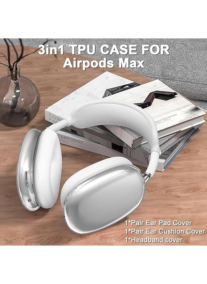 erorex - Case Compatible With Airpods Max Cover 3 In 1 Clear Soft Tpu Anti Scratch Ear Pad Case Cover Ear Cups Cover Headband Cover Protective Case For Airpods Max Headphones Accessories White - Image 1