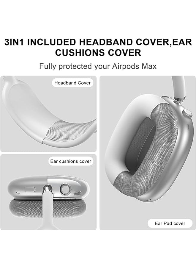 erorex - Case Compatible With Airpods Max Cover 3 In 1 Clear Soft Tpu Anti Scratch Ear Pad Case Cover Ear Cups Cover Headband Cover Protective Case For Airpods Max Headphones Accessories White - Image 1