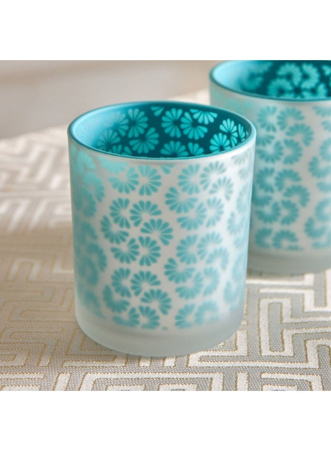 هوم بوكس طقم شمعدانات ديكورية زجاج مضبب بنقشة زهرية - Image 4