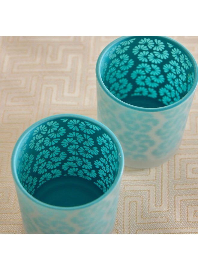 هوم بوكس طقم شمعدانات ديكورية زجاج مضبب بنقشة زهرية - Image 5