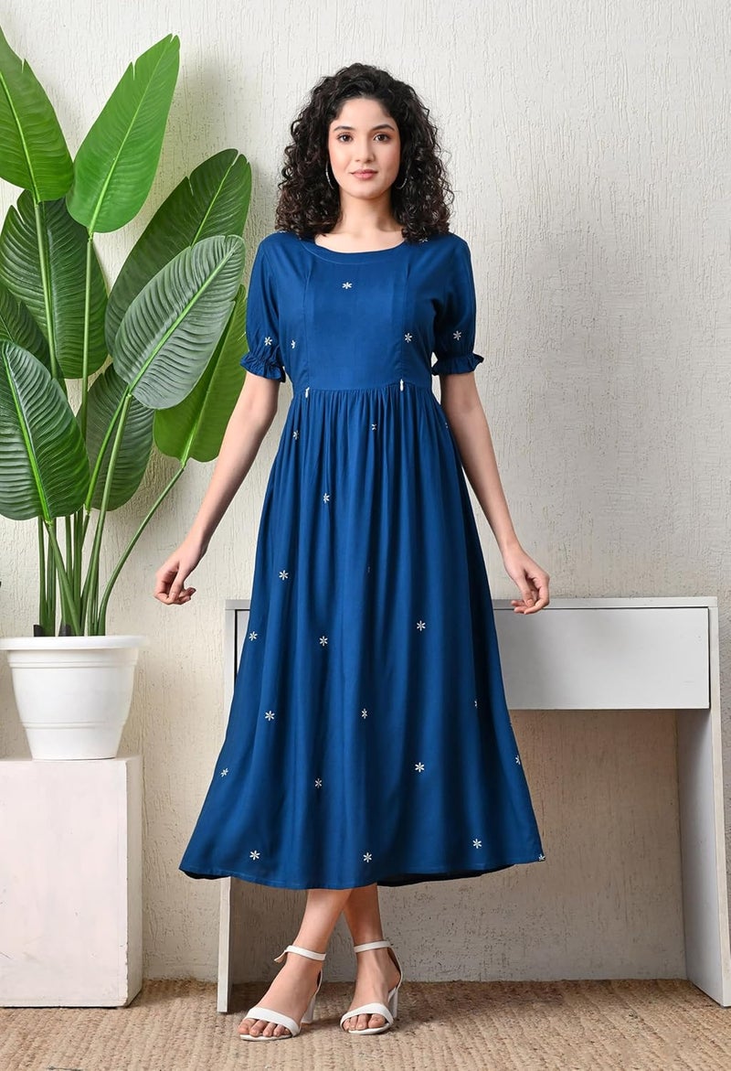 Ichaa Rayon Fit and Flare Midi Women's Maternity Gown - Image 2
