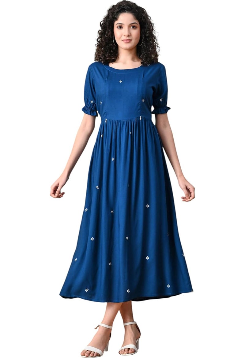 Ichaa Rayon Fit and Flare Midi Women's Maternity Gown - Image 1