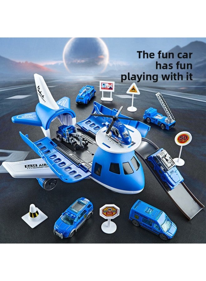 Kidsren's Airplane Toy Set Boy Toy Storage Transport Aircraft Model Road Sign Track Multi-function-Color:Engineering Storage Aircraft + Road Signs + Map + Sound Effects [window Color Box]  - Image 4