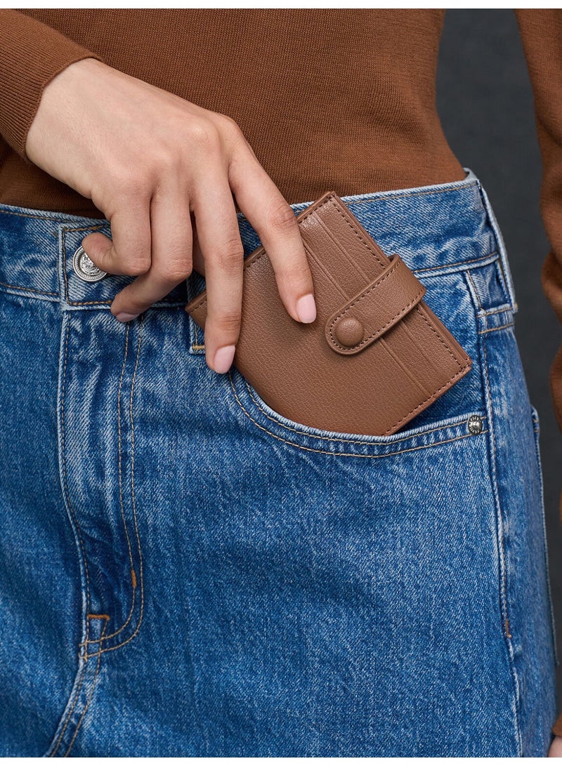 Charles & Keith Bliss Snap Button Card Holder - Chocolate - Image 2