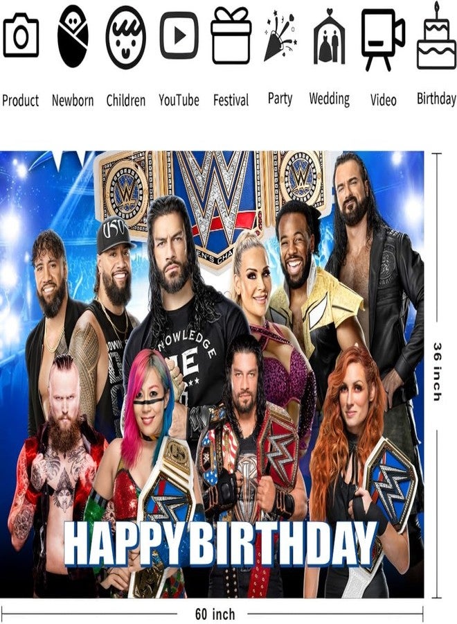 ARHAVI Wall Decor Backdrop for Wresting Themed Decorations, Wresting Banner for Birthday Party Supplies (5x3ft) - Image 3