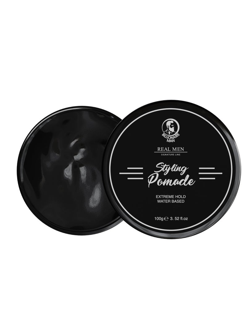 BILLIONAIRE HAIR MAN STYLING POMADE EXTREME HOLD AND WATER BASED 100G - Image 2