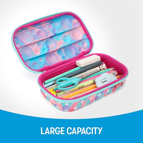Zipit حافظة أقلام ZIPIT Bubble للفتيات، صندوق أقلام سيليكوني للحس الحركي للمدرسة، صندوق منظم للمكتب بسعة كبيرة، أزرق بنفسجي - Image 4