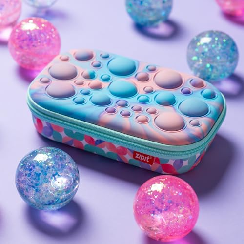 Zipit حافظة أقلام ZIPIT Bubble للفتيات، صندوق أقلام سيليكوني للحس الحركي للمدرسة، صندوق منظم للمكتب بسعة كبيرة، أزرق بنفسجي - Image 5