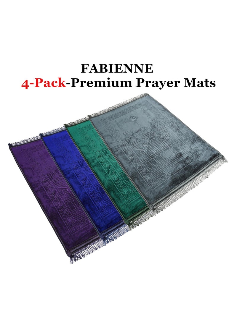 Fabienne Pack of 4 Anti-Slip Islamic Prayer Mats Multicolor 80x120 cm Premium Comfort & Quality Prayer Rug Set  - Image 2