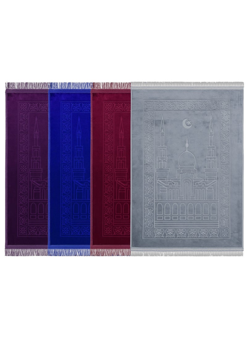 فابينني مجموعة من 4 سجادات صلاة إسلامية مضادة للانزلاق متعددة الألوان 80 × 120 سم، مجموعة سجادات صلاة مريحة وعالية الجودة - Image 1