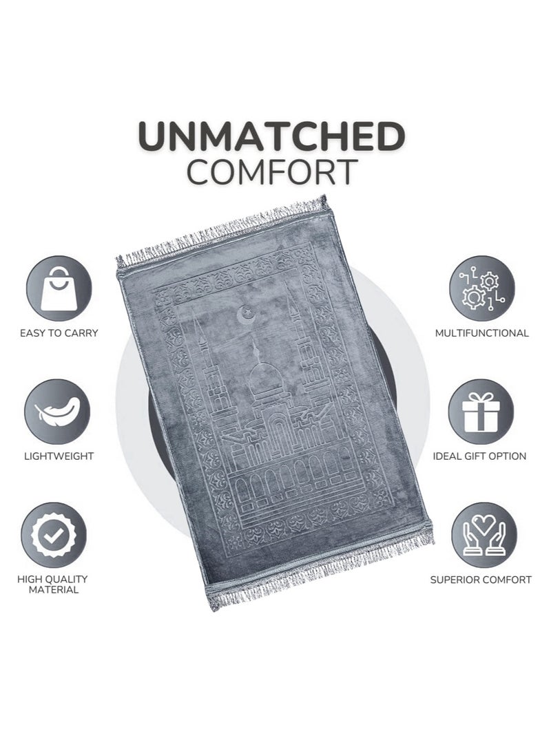 فابينني مجموعة من 4 سجادات صلاة إسلامية مضادة للانزلاق متعددة الألوان 80 × 120 سم، مجموعة سجادات صلاة مريحة وعالية الجودة - Image 4