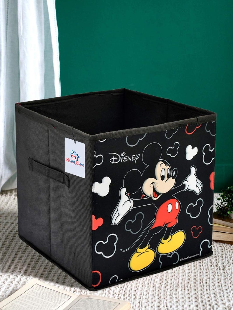 Kuber Industries Heart Home Disney Print Non Woven Fabric Foldable Large Size Storage Cube Toy and Laundry Bag, Laundry Basket Organizer 45 L (Set of 2, Black)-HEART10413 - Image 3