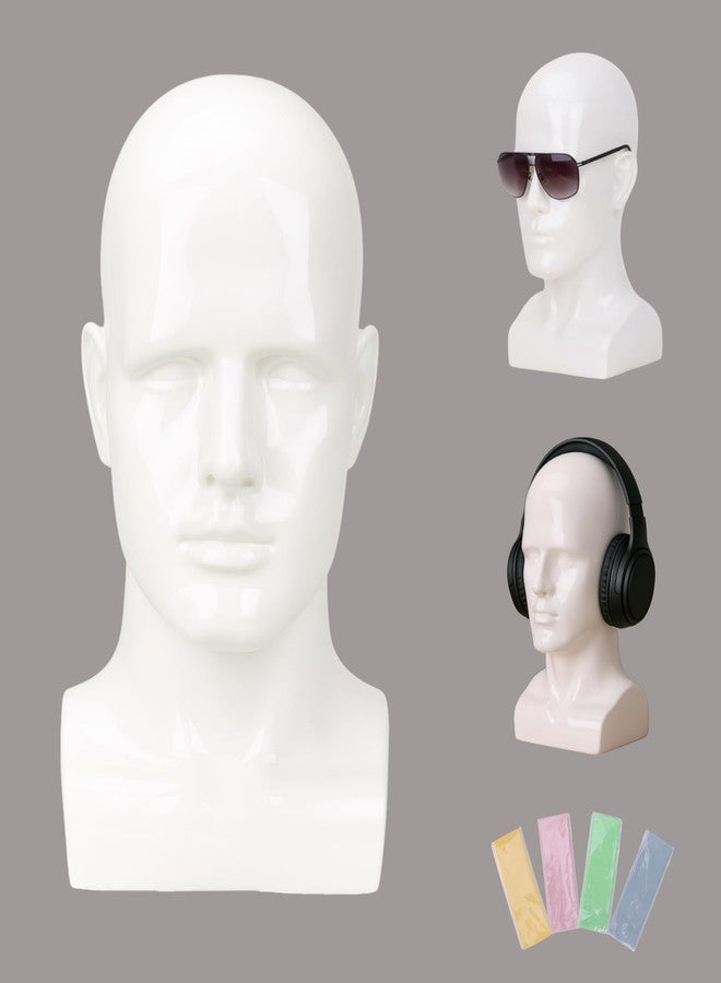 lightmay Male Mannequin Head – 13.7” Bright White Wig Stand for Hats, Wigs, Headphone, Glasses – Great for Styling, Display & Storage (Bright White, 13.7) - Image 1