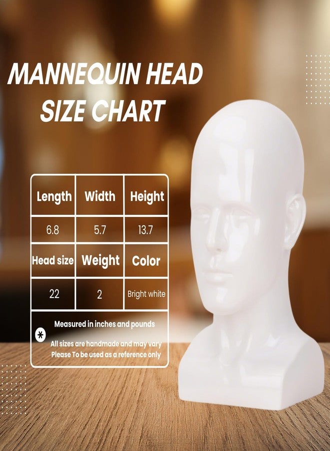 lightmay Male Mannequin Head – 13.7” Bright White Wig Stand for Hats, Wigs, Headphone, Glasses – Great for Styling, Display & Storage (Bright White, 13.7) - Image 3