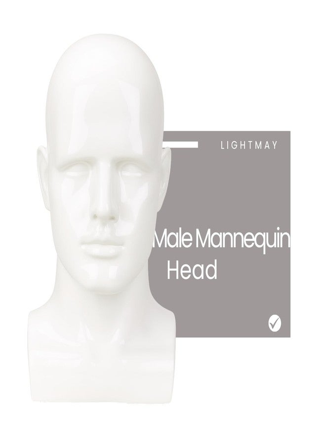 lightmay Male Mannequin Head – 13.7” Bright White Wig Stand for Hats, Wigs, Headphone, Glasses – Great for Styling, Display & Storage (Bright White, 13.7) - Image 2