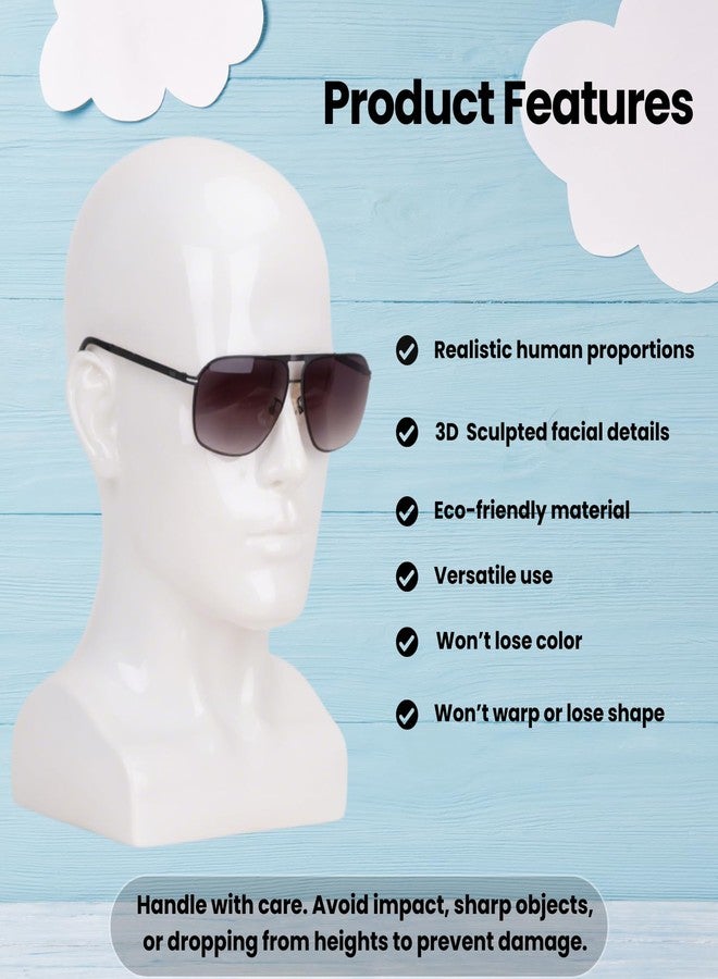 lightmay Male Mannequin Head – 13.7” Bright White Wig Stand for Hats, Wigs, Headphone, Glasses – Great for Styling, Display & Storage (Bright White, 13.7) - Image 4