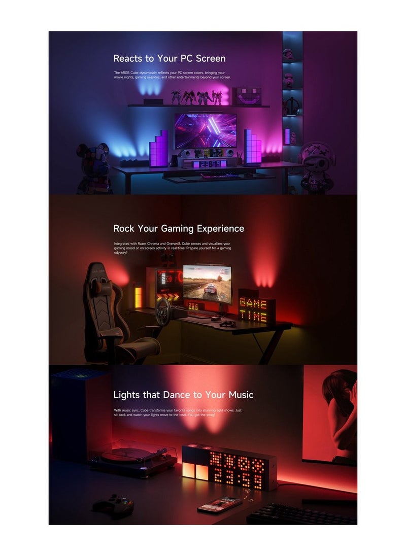 Yeelight YEELIGHT Panel Light Extension for Cube Smart Lamp, 16 Million Colors Option, RGBIC Individual Addressable, Dynamic Lighting, Music Flow, WiFi Connected, APP Control, for Bedroom, Living Room, Cube*1  - Image 3