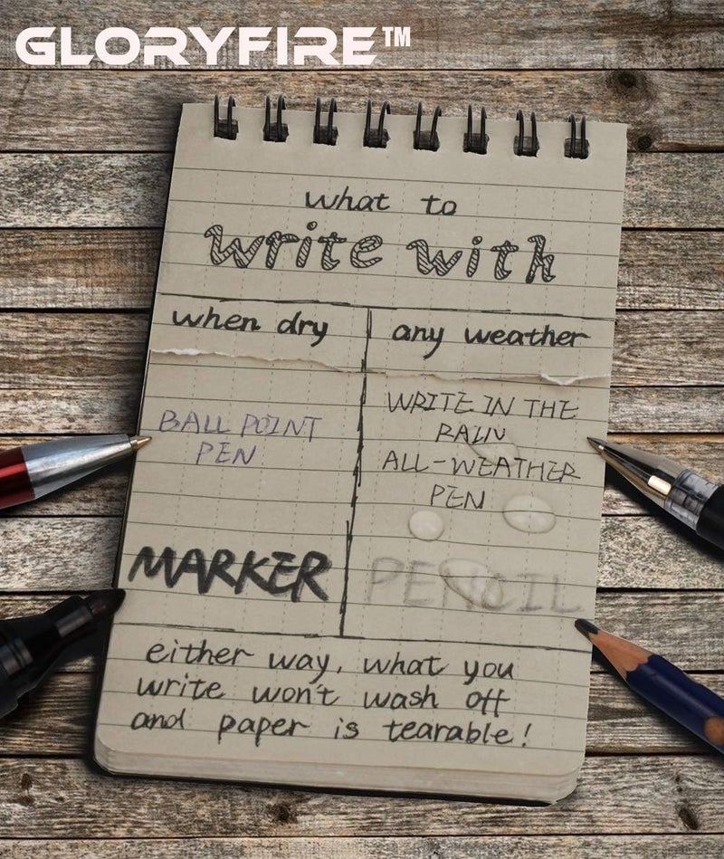 GLORYFIRE Waterproof Notebook Tactical All-Weather Spiral Memo Paper Notepad with Waterproof Grid Paper for Outdoor Activities Recording 3"x5" (5pcs) - Image 3