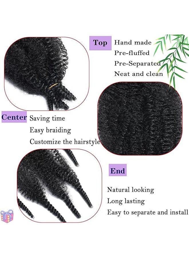 3 PCS Black Springy Afro Twist Hair, 16 Inch Pre-Separated Marley Twist Crochet Braiding Hair, Natural Black Spring Twist for Black Women - Image 4