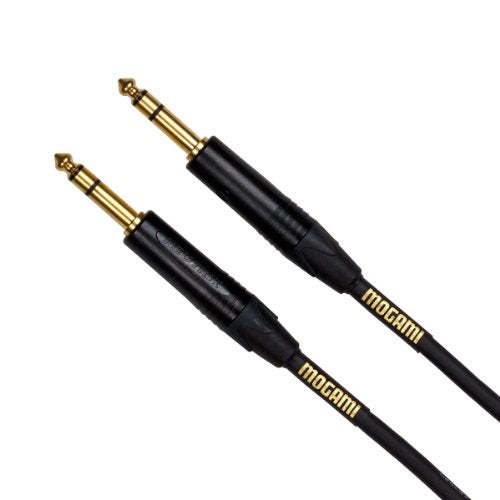 Mogami Gold TRS-TRS Audio Cable – 10 Ft Cord Neutral-Tone Interconnect for Powered Speakers & Soundboards – Quad Shield Noise Rejection - Image 1