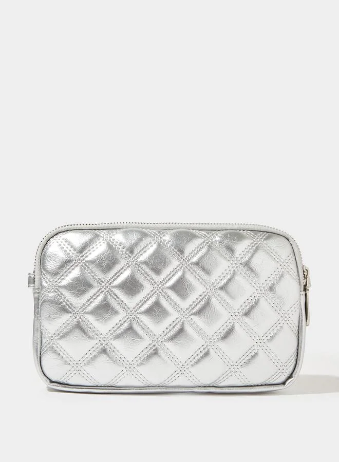 ستايلي Silver Quilted Crossbody Bag