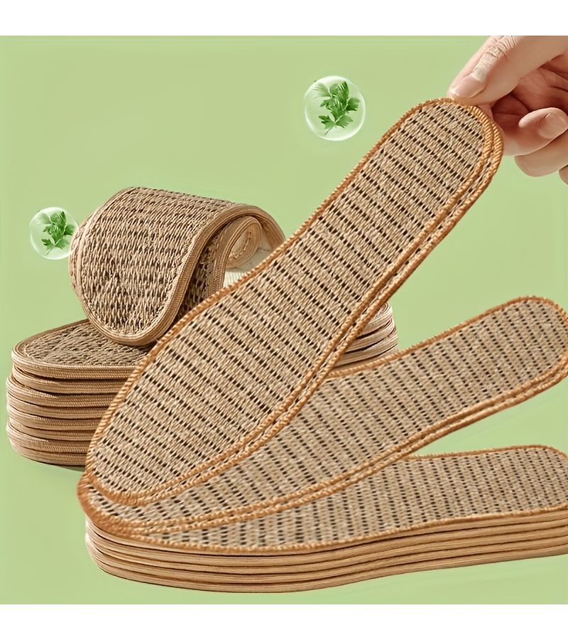 4 Pcs Mugwort Deodorizing Insoles For Summer Unisex Ice Cool Breathable Mesh Non Stuffy Soft Sole Anti Slip Foot Pad Size EU42 26cm - Image 5