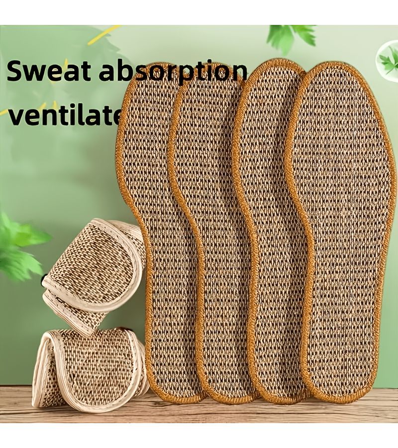 4 Pcs Mugwort Deodorizing Insoles For Summer Unisex Ice Cool Breathable Mesh Non Stuffy Soft Sole Anti Slip Foot Pad Size EU42 26cm - Image 4