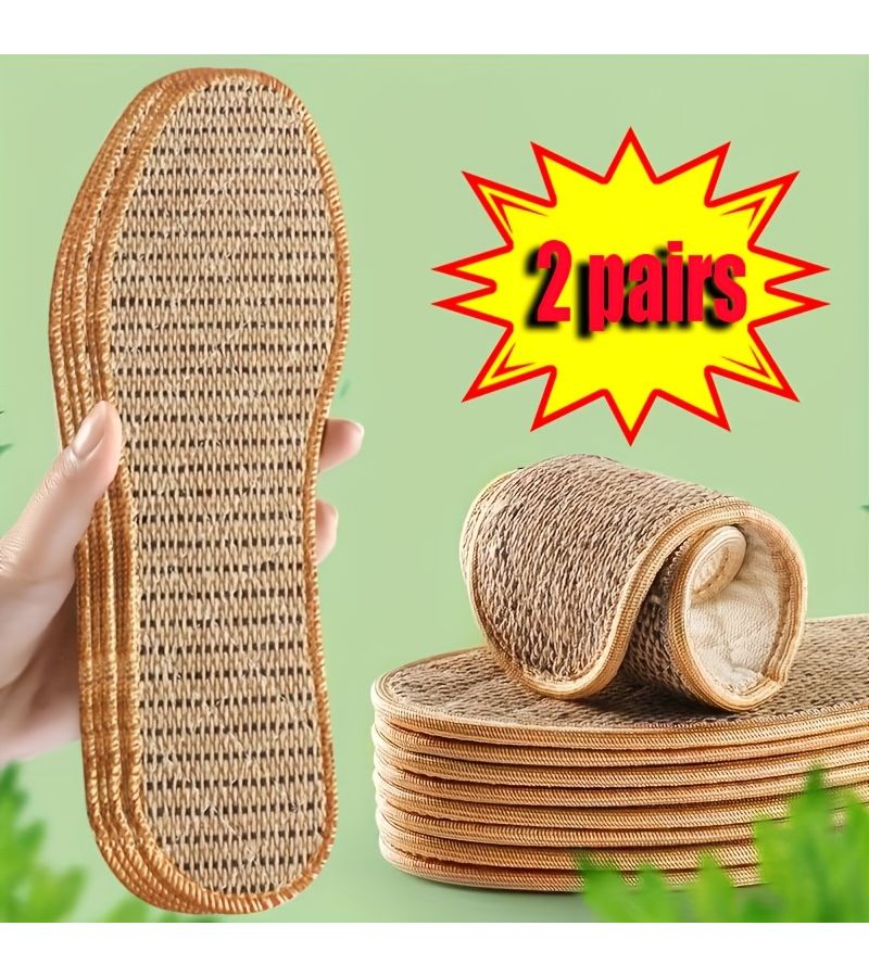 4 Pcs Mugwort Deodorizing Insoles For Summer Unisex Ice Cool Breathable Mesh Non Stuffy Soft Sole Anti Slip Foot Pad Size EU42 26cm - Image 3