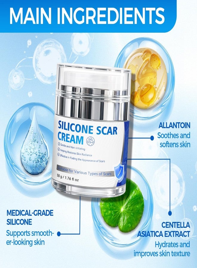 Bellisinno Scar Cream, Silicone Scar Gel, Professional Scar Removal Cream for Surgical Scars, Stretch Marks, Keloids, Burns, Acne, Old and New Scars, 1.76 oz (50ml - Image 4
