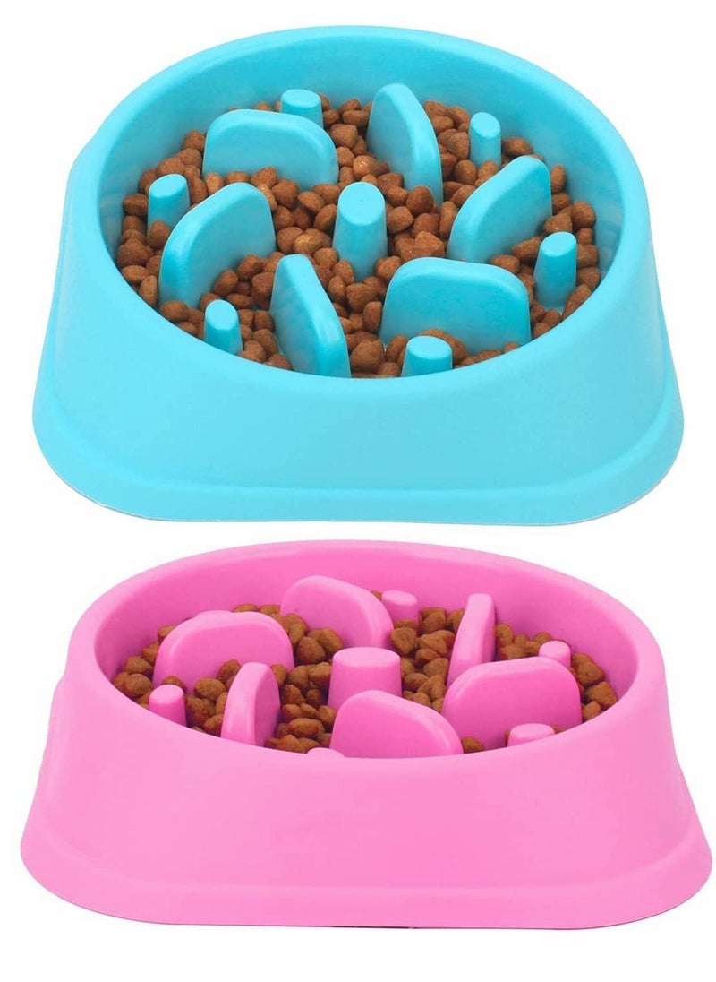 SYOSI Dog Slow Feeding Bowl, Slow Feeding Dog Bowl, Non-Slip Puzzle Bowl, Feeding Tray, Dog Bowl, Durable And Healthy Design To Prevent Choking Dog Bowl (2PCS, Blue And Pink)  - Image 1