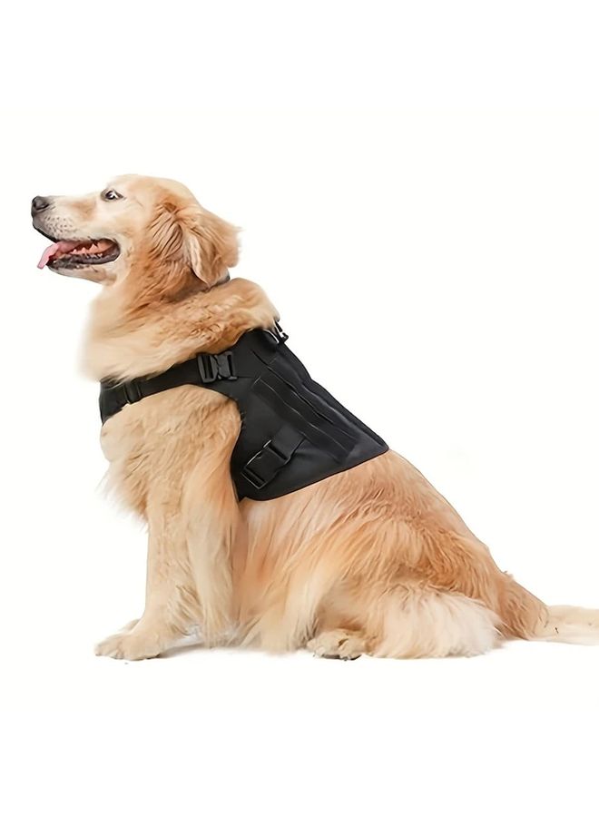 Tactical Dog Vest with 4ft Leash Durable Black Dog Harness for Medium and Large Dogs XL Size Adjustable Straps Secure Buckles Ergonomic Design for Outdoor Training Hiking and Tactical Use Without Battery - Image 5