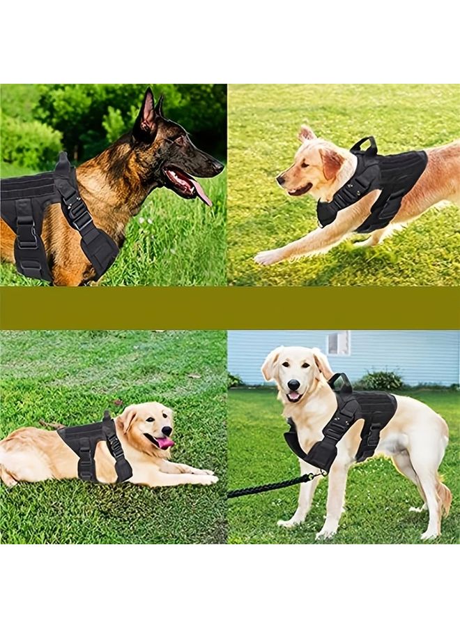 Tactical Dog Vest with 4ft Leash Durable Black Dog Harness for Medium and Large Dogs XL Size Adjustable Straps Secure Buckles Ergonomic Design for Outdoor Training Hiking and Tactical Use Without Battery - Image 4