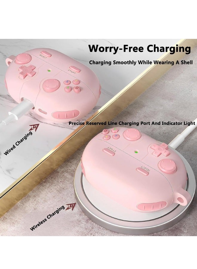 Huawei FreeBuds Pro 3 Case, 3D Game Console Design, FreeBuds Pro 3 Cover with Keychain for Men Women, Rugged Shockproof Soft Silicone Protective Case Cover for HUAWEI FreeBuds Pro 3, Pink - Image 5