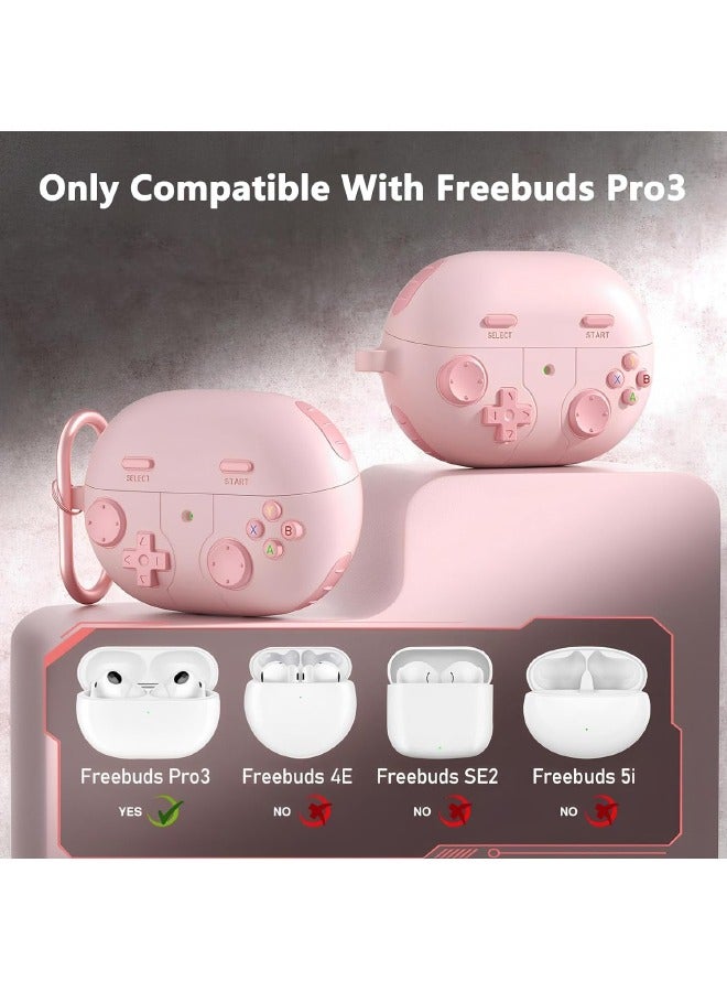 Huawei FreeBuds Pro 3 Case, 3D Game Console Design, FreeBuds Pro 3 Cover with Keychain for Men Women, Rugged Shockproof Soft Silicone Protective Case Cover for HUAWEI FreeBuds Pro 3, Pink - Image 3