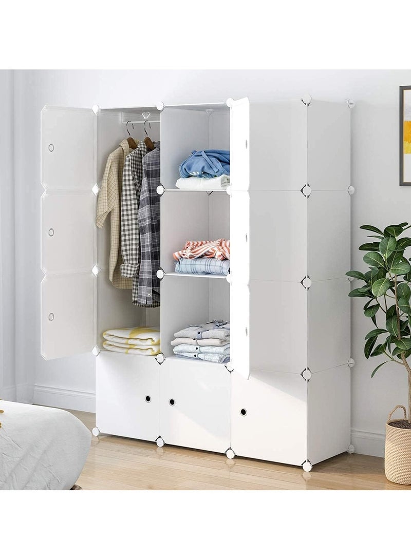 DubaiGallery خزانة ملابس modular، رفوف modular، منظم ملابس modular للمنزل، رف تخزين لغرفة النوم، 12 وحدة، 2 قضيب - Image 3