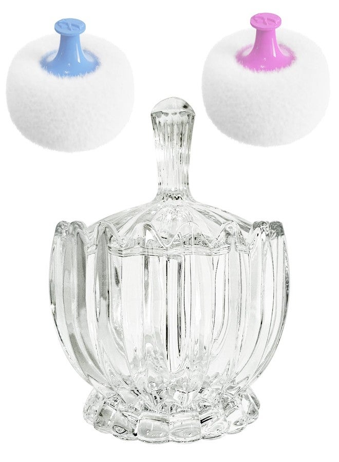 Jolbndcv 3 Pcs Large Body Powder Puff and Container,Glass Reusable Box Crystal Case Jar with Soft Puff Pumpkin Shaped - Image 1