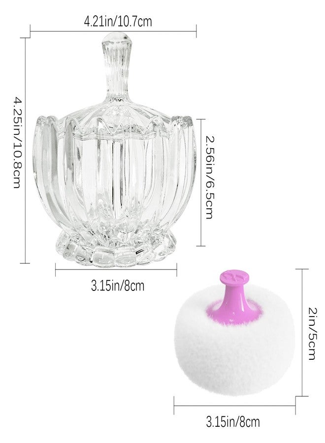 Jolbndcv 3 Pcs Large Body Powder Puff and Container,Glass Reusable Box Crystal Case Jar with Soft Puff Pumpkin Shaped - Image 2