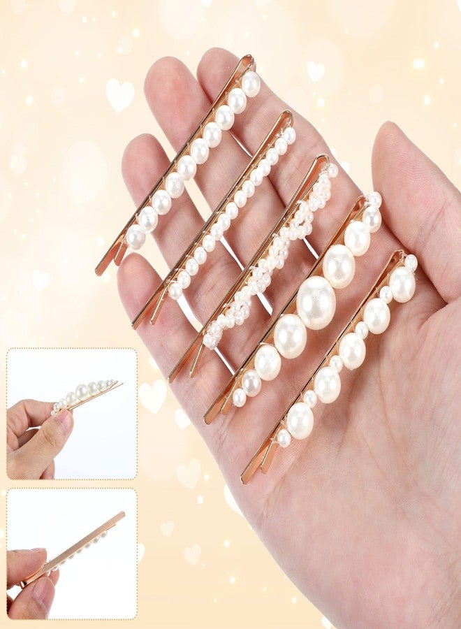 Shimmeroo 10Pcs Pearl Hair Clip,Pearl Decorative Clips for Hair Pins,Gold Barrettes for Women Wedding,Bridesmaid Decorative Barrettes - Image 3